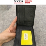 Ví Nam Owen Ví Da Bóp Nam VD232663 màu đen da trơn đục lỗ kiểu dáng ví ngang chất liệu da bò thật