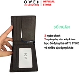 Ví Nam Owen Ví Da Bóp Nam VD251204 màu nâu da sần kiểu dáng ví ngang chất liệu da bò thật