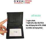 Ví Nam Owen Ví Da Bóp Nam VD251208 màu đen da sần Kiểu Dáng Ví Dọc chất liệu da bò thật
