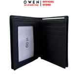 Ví Nam Owen Ví Da Bóp Nam VD251208 màu đen da sần Kiểu Dáng Ví Dọc chất liệu da bò thật