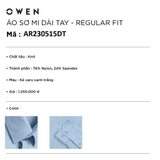 Áo Sơ Mi Nam Tay Dài Owen AR230515DT màu kẻ caro xanh trắng dáng regular fit tà lượn có túi chất liệu Nylon