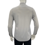 Áo Sơ Mi Nam Tay Dài Owen AR230528DT màu kẻ caro xám rêu dáng regular fit tà lượn có túi chất liệu knit