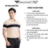 Áo Thun Polo Nam Cổ Bẻ Aristino APS118S3 màu Be 78 kẻ Jacquard