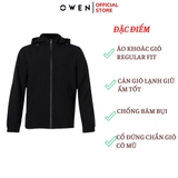 Áo Khoác Jacket Owen JK221555 Màu đen Dáng Regular Fit có mũ Vải Polyester