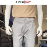 Quần Kaki Nam Owen QKSL231793 màu xám nhạt dáng slim fit chất liệu CVC Spandex