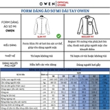 Áo Sơ Mi Nam Tay Dài Owen AS220950D màu kẻ caro xanh navy trắng Dáng Slim Fit Tà Lượn Không Túi Vải Sợi Tre