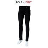 Quần Jean Nam Owen Quần Bò Nam QJS230157 màu đen trơn dáng slim fit Chất liệu Denim Cotton Spandex