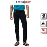 Quần Jean Nam Owen Quần Bò Nam QJS230157 màu đen trơn dáng slim fit Chất liệu Denim Cotton Spandex