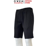 Quần Short Nam Owen ST231810 sóc âu màu đen dáng slim fit chất liệu polyester