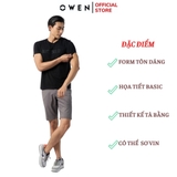 Áo Thun Nam Tay Ngắn Không Cổ Owen TSN231428 màu đen dáng body fit vải cotton modal