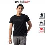 Áo Thun Nam Tay Ngắn Không Cổ Owen TSN231428 màu đen dáng body fit vải cotton modal