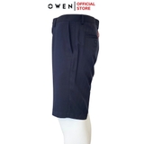 Quần Short Nam Owen SW231915 màu navy kẻ chìm dáng Slim Fit chất liệu nano