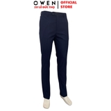 Quần Tây Nam Owen QRT242405 màu xanh tím than trơn dáng suông cạp tăng đơ chất liệu TR spandex