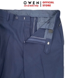 Quần Tây Nam Owen QRT242405 màu xanh tím than trơn dáng suông cạp tăng đơ chất liệu TR spandex