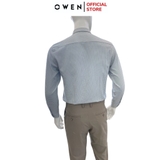 Áo Sơ Mi Nam Tay Dài Owen AR240018DT màu xám nhạt kẻ caro dáng suông tà lượn có túi chất liệu nano