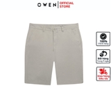 Quần Short Nam Owen SK241229 sóc kaki màu be xám dáng slim fit chất liệu CVC spandex
