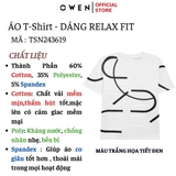 Áo Thun Nam Tay Ngắn Không Cổ Owen TSN243619 màu trắng họa tiết đen dáng relax fit chất liệu CVC spandex