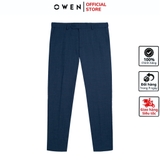 Quần Tây Nam Owen QST242408 màu xanh dáng ôm slim fit cạp tăng đơ chất liệu TR spandex