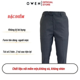 Quần Tây Nam Owen QRT242409 màu xám đậm dáng suông Regular fit cạp tăng đơ chất liệu TR spandex