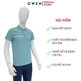 Áo Thun polo Nam Tay Ngắn Có Cổ Owen APV243613 màu xanh mint phối trắng dáng body fit tà bằng xẻ tà chất liệu Function thể thao