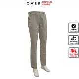 Quần Kaki Nam Owen QKR241327 màu be nhạt dáng suông ống đứng Regular fit chất liệu Poly Recycled (Renu)
