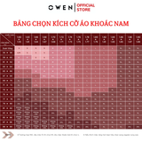 Áo Khoác Jacket Owen JK241494 màu be đậm dáng regular fit, cổ bẻ, khóa kéo, tay và gấu suông chất liệu polyester