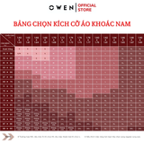 Áo Khoác Jacket Owen JK241488 màu rêu dáng regular fit, cổ cao 3 phân, khóa kéo, tay và gấu bo chun chất liệu polyester