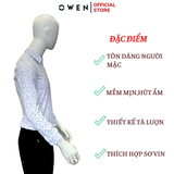 Áo Sơ Mi Nam Tay Dài Owen AS240691D màu trắng họa tiết dáng slimfit chất liệu Spandex