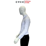 Áo Sơ Mi Nam Tay Dài Owen AS240691D màu trắng họa tiết dáng slimfit chất liệu Spandex