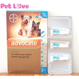 1 tuýp Advocate nhỏ gáy trị giun, ghẻ, ve rận, bọ chét (chó từ 4 - 10kg)