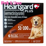 1 hộp Heartgard (6 viên) phòng trị giun tim, giun đũa, giun móc (chó từ 22,5 - 45 kg)