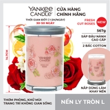 Nến thơm Yankee Candle, Nến ly tròn size L, Mùi Fresh Cut Roses