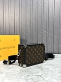 Túi đeo chéo Louis Vuitton hộp cốp vuông Nâu hoa vân phối viền tán đinh đính hạt cườm Like Auth on web fullbox bill thẻ