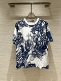Áo phông T-shirt Louis Vuitton Trắng họa tiết san hô xanh Like Auth on web