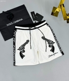 Quần short ngố đùi gió Dolce Gabbana logo check dọc 2 bên đùi thêu súng lục Like Auth 1-1 on web