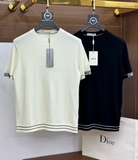 Áo phông T shirt Dior len mỏng logo check tay kẻ cạp Like Auth on web