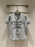 Áo sơ mi cộc tay Dior Baseball Jersey Xám kẻ sọc Like Auth 1-1 on web