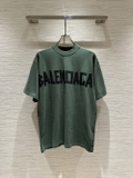 Áo phông T shirt Balenciaga Xanh Rêu logo chữ Đen form to Like Auth on web