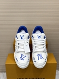 Giày sneaker Louis Vuitton Trainer Trắng logo LV Xanh Dương Like Auth on web fullbox bill thẻ phụ kiện