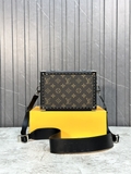 Túi đeo chéo Louis Vuitton hộp cốp vuông Nâu hoa vân phối viền tán đinh đính hạt cườm Like Auth on web fullbox bill thẻ