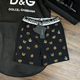 Quần short đùi gió Dolce Gabbana Milano họa tiết nhiều vương miện logo check cạp Like Auth 1-1 on web