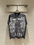 Áo phông T shirt Saint Laurent Xám họa tiết Đức Mẹ logo to Like Auth on web