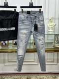 Quần Jean bò Dsquared2 Xám bạc rách xước đùi loang sơn khuy cài Like Auth 1-1 on web