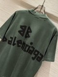 Áo phông T shirt Balenciaga Xanh Rêu logo chữ Đen form to Like Auth on web