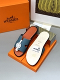 Dép lê sandal Hermes Xanh Ngọc đế Cam Đế gỗ da bò bản Like Auth 1-1 on web Full 3 box bill thẻ phụ kiện
