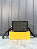 Túi đeo chéo Louis Vuitton hộp cốp vuông Nâu hoa vân phối viền tán đinh đính hạt cườm Like Auth on web fullbox bill thẻ