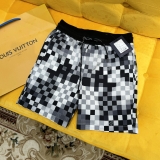 Quần short ngố đùi gió Louis Vuitton họa tiết caro 3D giả lập 2 lớp lót lưới Like Auth 1-1 on web