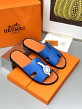 Dép lê sandal Hermes Quai Xanh Đế Cam Đế gỗ da bò bản Like Auth 1-1 on web Full 3 box bill thẻ phụ kiện