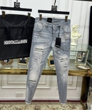 Quần Jean bò Dsquared2 Xám bạc rách xước đùi loang sơn khuy cài Like Auth 1-1 on web