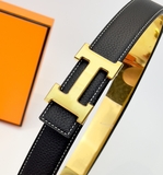 Thắt lưng, dây nịt, belt Hermes mặt trơn 18k dây nịt Đen sần kẻ chỉ Trắng 85-110cm fullbox Like Auth 1-1 on web